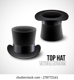 Black top hat vector illustration isolated on white background EPS10