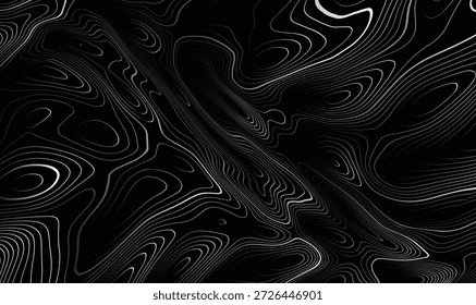 Padrão de mapa de linhas de contorno topográfico preto