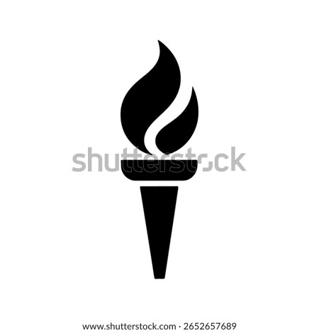 Black torch with flame fire light