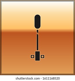 Black Torch flame icon isolated on gold background. Symbol fire hot, flame power, flaming and heat.  Vector Illustration