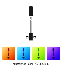 Black Torch flame icon isolated on white background. Symbol fire hot, flame power, flaming and heat. Set icons in color square buttons. Vector Illustration