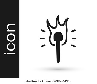 Schwarze Torchflamme Symbol einzeln auf weißem Hintergrund. Symbol Feuer heiß, Flamme, Flamme und Hitze.  Vektorgrafik