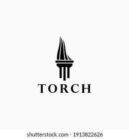 Black torch icon flat logo