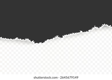Black Torn Paper Edge with Transparent Background.