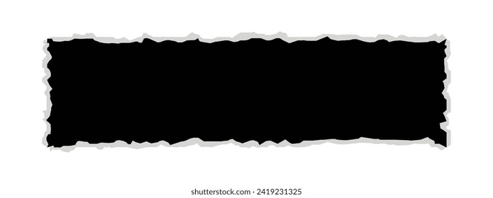 black torn paper isolated on white background. Torn paper edges for background. Ripped paper texture background with area for copy space. Vector illustration. EPS file 169.