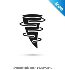 Black Tornado icon isolated on white background.  Vector Illustration