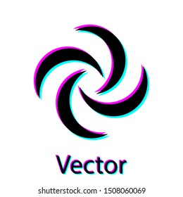Black Tornado icon isolated on white background. Cyclone, whirlwind, storm funnel, hurricane wind or twister weather icon.  Vector Illustration