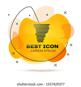 Black Tornado icon isolated on white background. Cyclone, whirlwind, storm funnel, hurricane wind or twister weather icon. Abstract banner with liquid shapes. Vector Illustration