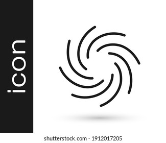 Black Tornado Icon Isolated On White Background. Cyclone, Whirlwind, Storm Funnel, Hurricane Wind Or Twister Weather Icon.  Vector