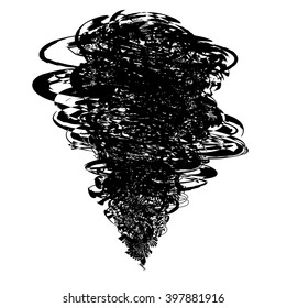 Black tornado isolated on a white background