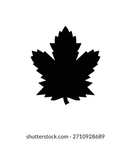 Diseño plano negro del Vector de la silueta del icono de las hojas del arce de Toronto sobre fondo blanco.