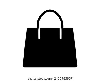 Black tote bag silhouette. Art. Simple monochrome shopping bag icon. Minimalist design. Logo, pictogram, sign, print. Concept of reusable bags, eco-friendly shopping. Isolated on white background