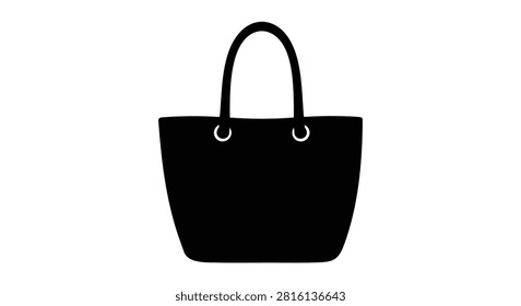 Black Tote Bag Silhouette On White Background handbag purse carryall
