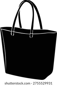 Black tote bag silhouette vector isolated on white background