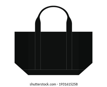 Black Tote Bag Template Vector On White Background