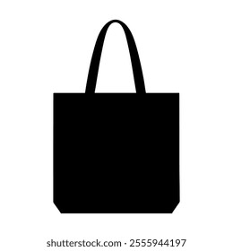 Black tote bag vector silhouette illustration design on white background.