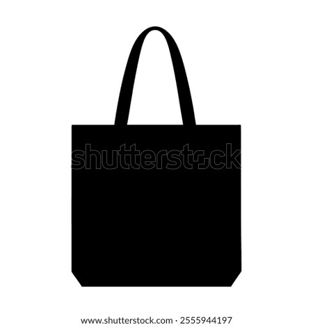 Black tote bag vector silhouette illustration design on white background.