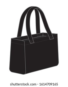 Black Tote Bag Vector For Template.