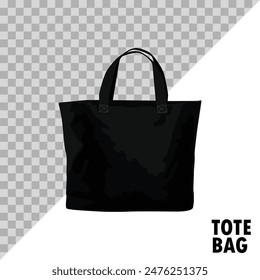 black totebag isolated on a white background and easy to edit. vector