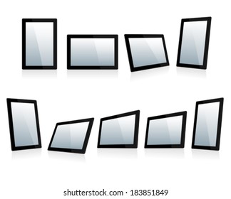 Black Touch Screen Tablets In iPad Style - All the Screens have a Layer Clipping Mask in the Vector File