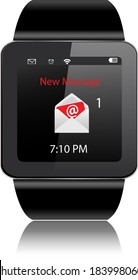 Black Touchscreen Smart watch  with incoming message on display