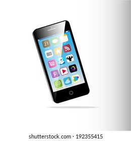 Black Touchscreen smartphone isolated on white background