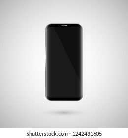 Black touchscreen smartphone. Black screen. Isolated on a white background. Vector