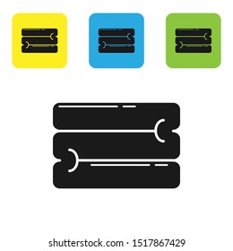 Black Towel stack icon isolated on white background. Set icons colorful square buttons. Vector Illustration