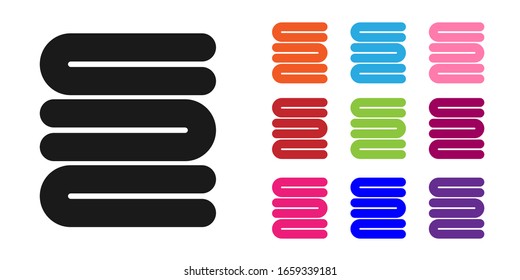 Black Towel stack icon isolated on white background. Set icons colorful. Vector Illustration