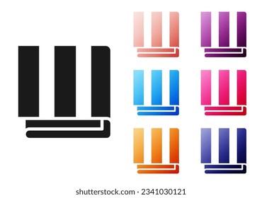 Black Towel stack icon isolated on white background. Set icons colorful. Vector Illustration