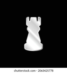 Black Tower Chess Piece Shape silver plated metallic icon