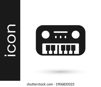Black Toy piano icon isolated on white background. Children toy.  Vector