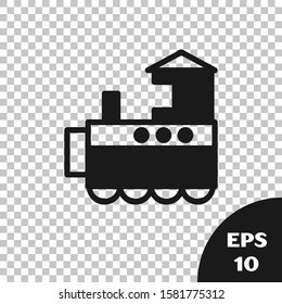 Black Toy train icon isolated on transparent background.  Vector Illustration