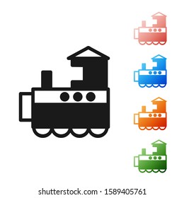 Black Toy train icon isolated on white background. Set icons colorful. Vector Illustration