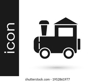 Black Toy train icon isolated on white background.  Vector