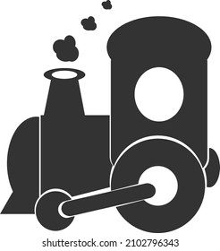 Black Toy train icon isolated on white background, children's train vector