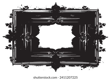 marco grunge traza negro sobre fondo blanco, textura de fondo de ilustración vectorial