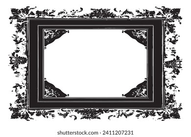black traced grunge frame on white background, vector illustration background texture