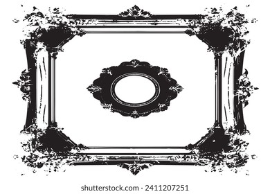 marco grunge traza negro sobre fondo blanco, textura de fondo de ilustración vectorial