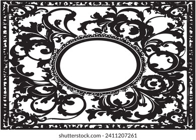 black traced grunge frame on white background, vector illustration background texture