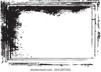 marco grunge traza negro sobre fondo blanco, textura de fondo de ilustración vectorial