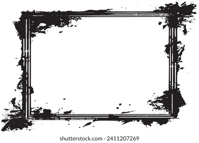 black traced grunge frame on white background, vector illustration background texture
