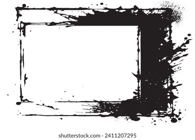 black traced grunge frame on white background, vector illustration background texture