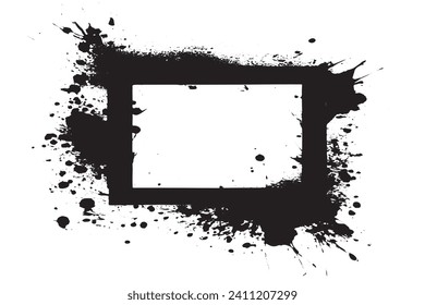 black traced grunge frame on white background, vector illustration background texture