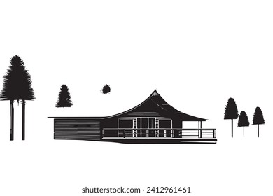 black traced texture of Hut on white background, vector illustration background texture