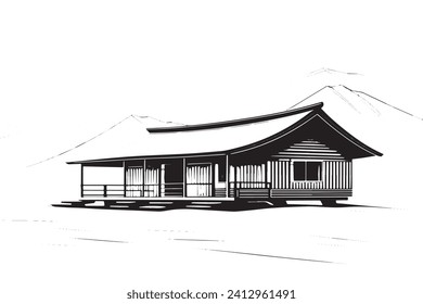 black traced texture of Hut on white background, vector illustration background texture