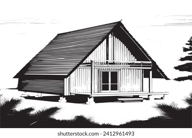 black traced texture of Hut on white background, vector illustration background texture