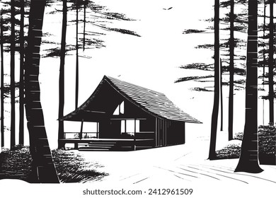 black traced texture of Hut on white background, vector illustration background texture