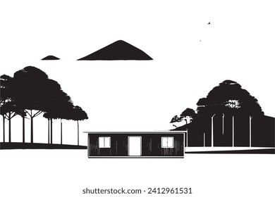 black traced texture of Hut on white background, vector illustration background texture