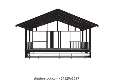 black traced texture of Hut on white background, vector illustration background texture